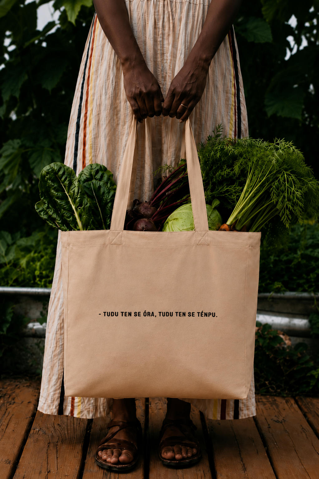 #TUDU TEN SE ORA TUDU TEN SE TENPU - Large organic tote bag