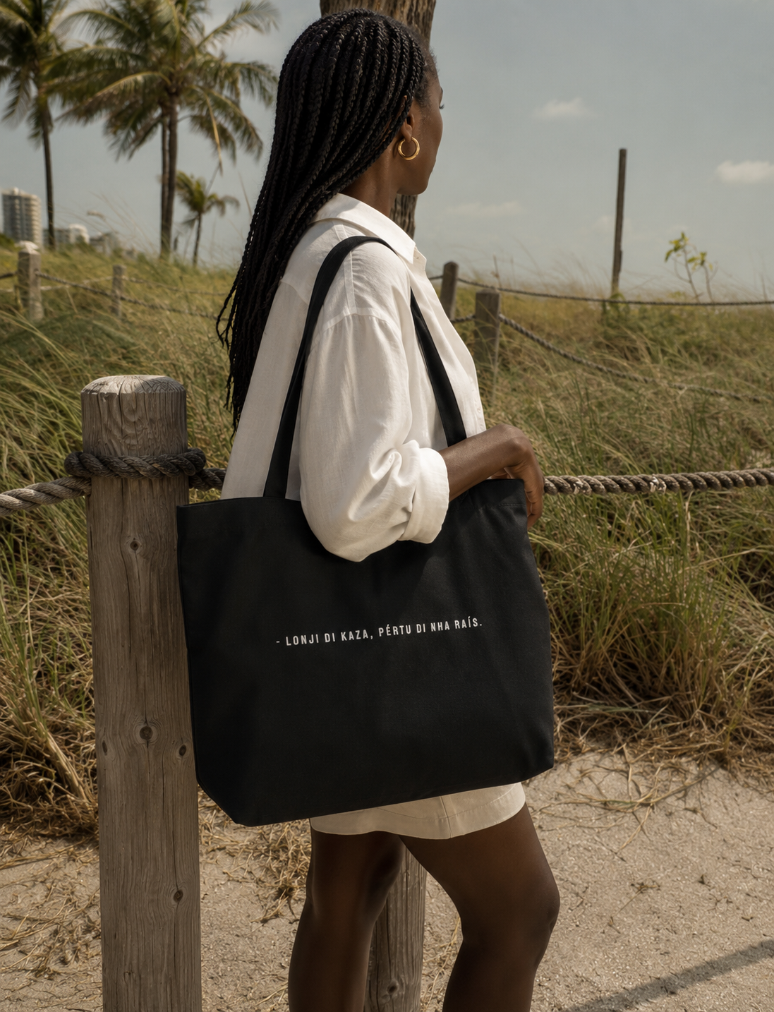 #LONJI DI KAZA PERTU DI NHA RAIS - Large organic tote bag
